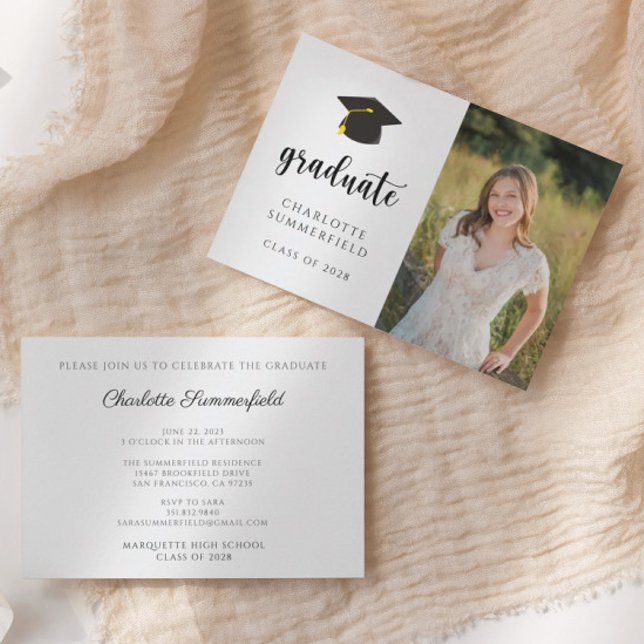 Convites Tassel de Boné de formatura Dourado preto simples (Criador carregado)