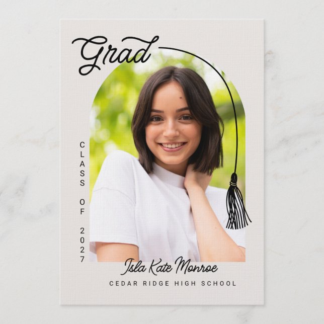 Convites Tassel Grad Announcement with Photo (Frente)