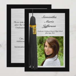 Convites Tassel Preto com Foto