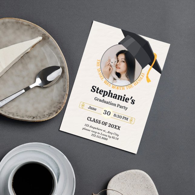 Convites Tassel valeu a pena na colagem de fotos de Hassle (Tassel Was Worth the Hassle Photo Collage Invitation)