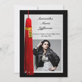 Convites Tassel Vermelho com Festa de formatura Fotográfica