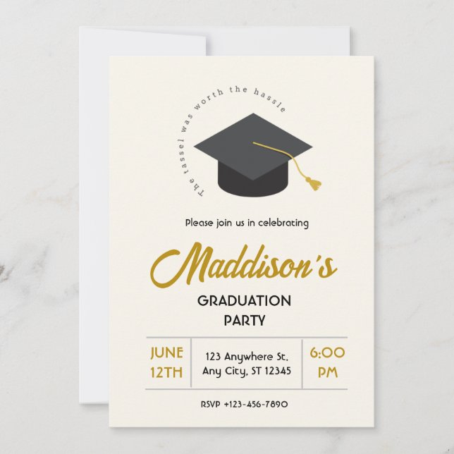 Convites Tassel Worth the Hassle Graduation (Frente)