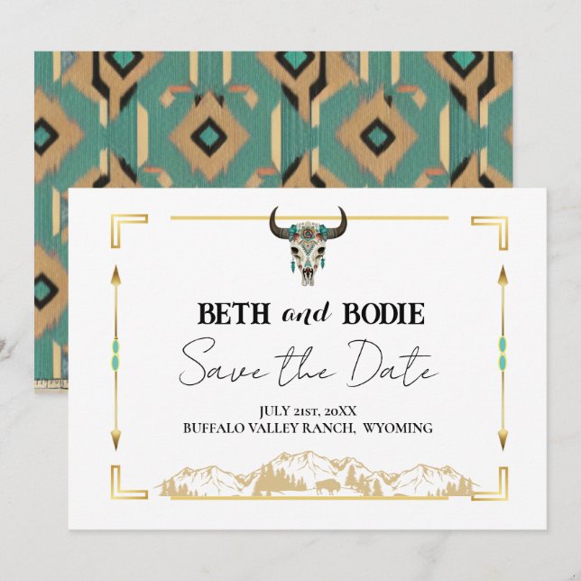 Convites Tatanka Bison Yellowstone Ranch Salva a Data Invi (Frente/Verso)