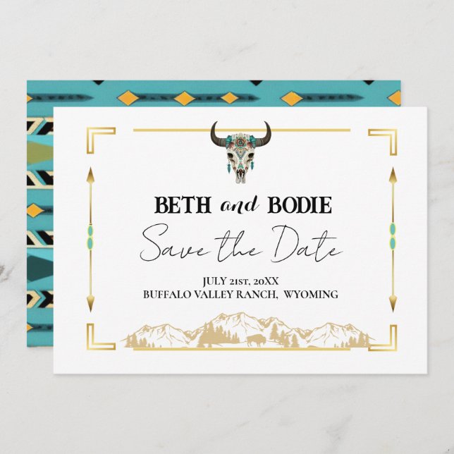 Convites Tatanka Bison Yellowstone Ranch Salve a Data (Frente/Verso)
