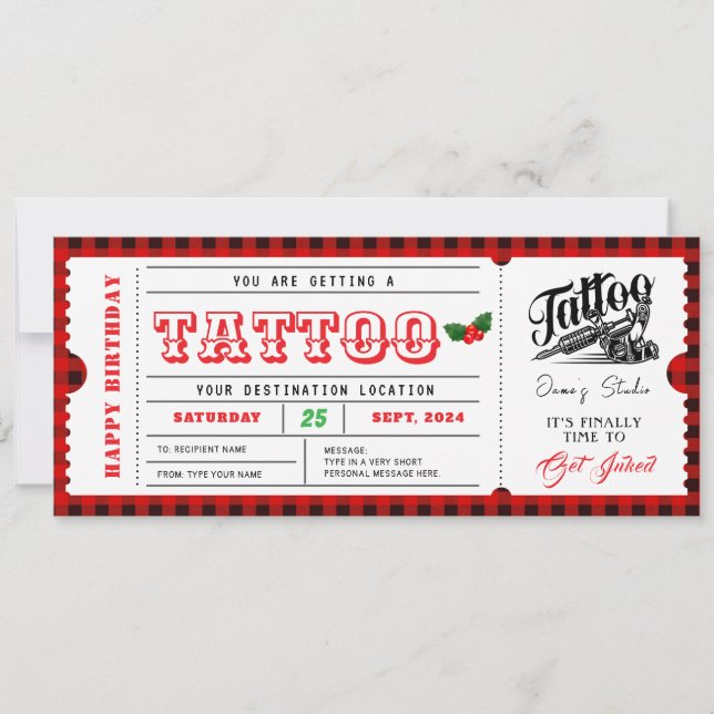 Convites Tatuagem Certificado de Oferta de Natal Voucher (Frente)