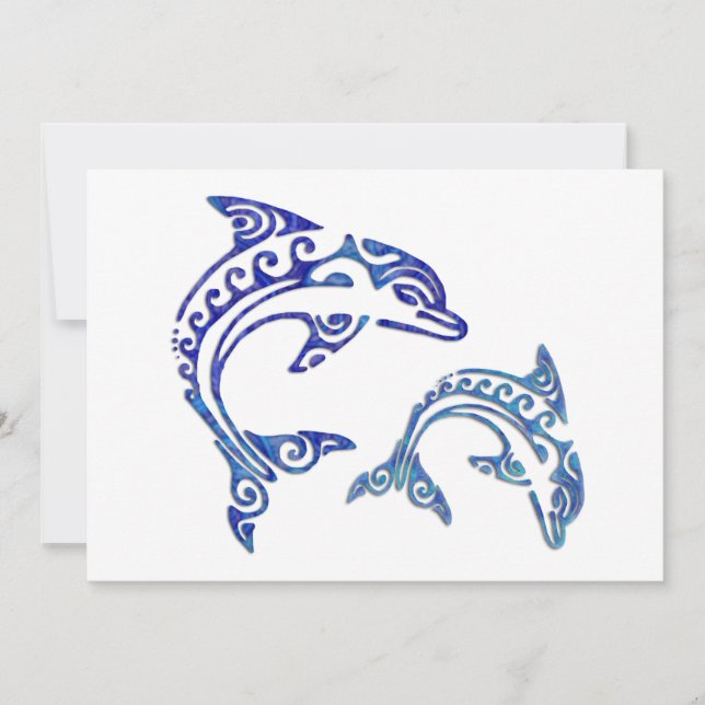 Convites Tatuagem Tribal Porpoise Duo (Frente)