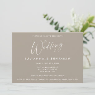 Convites Taupe Bege Minimalista Moderno Casamento