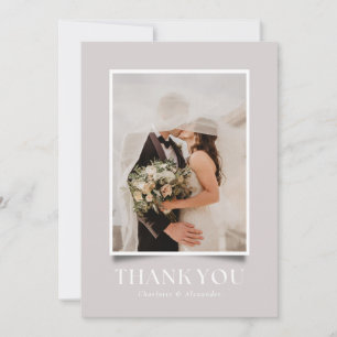 Convites Taupe Bold Typografia Foto Obrigado Yo de Casament