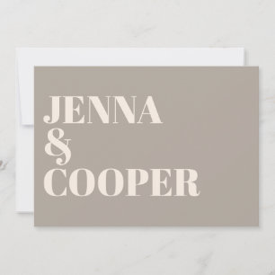 Convites Taupe e Casamento Linen Moderno com Tipografia em