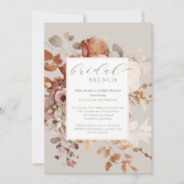 Convites Taupe Floral Bridal Chá Morto Quente