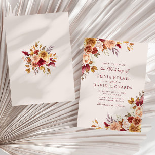 Convites Taupe Floral Casamento Elegante Neutro Boho