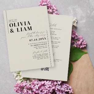 Convites Taupe Minimalista Sendo Todos Um Casamento de Códi