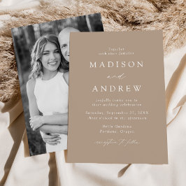 Convites Taupe Modern Elegance Foto Wedding