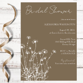 Convites Taupe Moderno e Chá de panela de flor branca