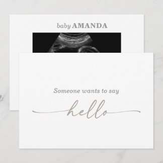 Convites Taupe Muted Gray Ultrasound Photo Pregnancy Card