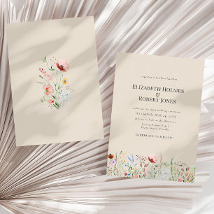 Convites Taupe Watercolor Wildflower Weditation