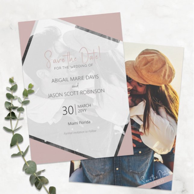 Convites Taupe Wedding Salve a data com foto colorida (Modern Minimalist Taupe Wedding Save the Date with Full-Color Photo)