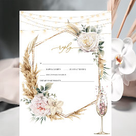 Convites Taurino de Casamento Floral em Dourado Responder