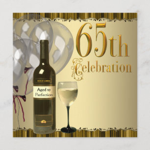 Convites Taurino Garrafa de Vinho Dourado Aniversário de 65