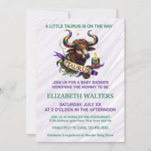 Taurus Zodiac Baby Shower Lavender and Green