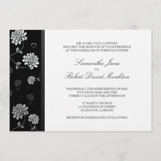 Convites TBA:Convites para Casamento Floral a Preto e Branc