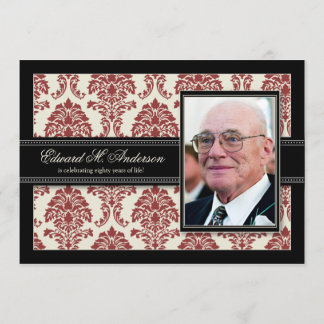 Convites {TBA} Ouro Anos Aniversário do Damask (vermelho)