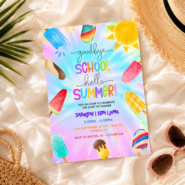 Convites Tchau Escola Olá Festa de Verão na Piscina (Criador carregado)
