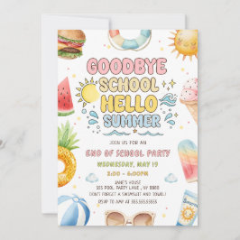 Convites Tchau Escola, Olá Verão, Festa de Fim de Ano