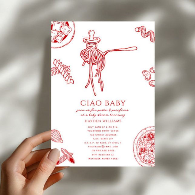 Convites Tchau Massa & Chupetas Chás de Bebê Italianos (Criador carregado)