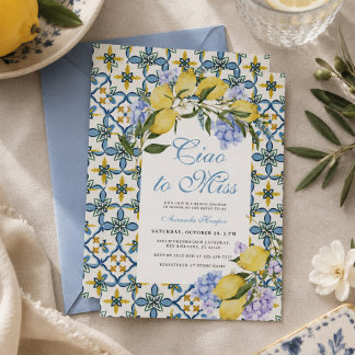 Convites Tchau Para a Senhorita Limão Itália Azulejos Chá d