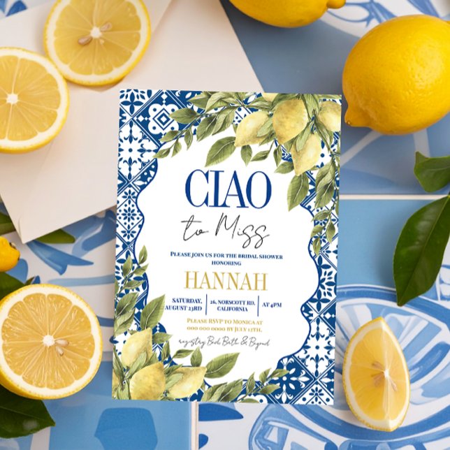 Convites Tchau para Miss Chá de panela de Limão Italiano (Criador carregado)