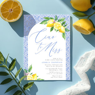 Convites Tchau para o Miss Lemon Italian Blue Tile Chá de N