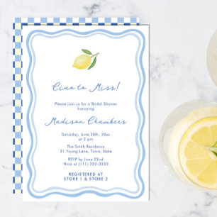 Convites Tchau Para Senhorita Dolce Vita Azul Amarelo Chá d