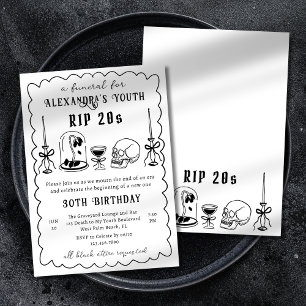 Convites TDP 20s Rabisco Desenho Funeral Aniversário de 30 