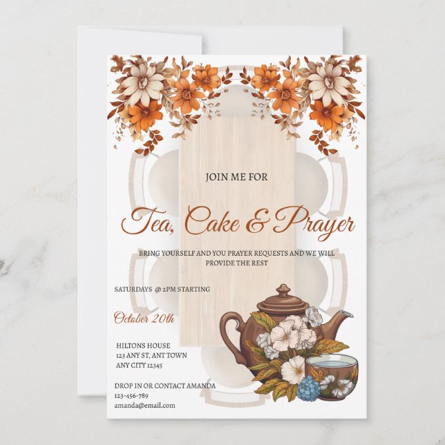Convites Tea, Cake & Prayer Fellowship Invitation (Frente)