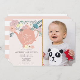 Convites Tea para Dois segundo aniversário de Foto Floral T