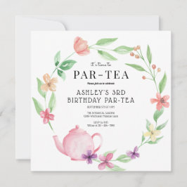 Convites Tea Party | Aniversário Floral | Qualquer Idade