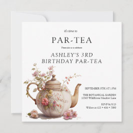Convites Tea Party | Aniversário Floral | Qualquer Idade