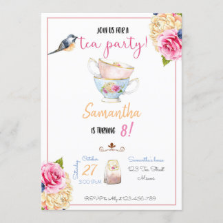 Convites Tea Party Birthday Invitation, Tea Invitation