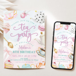 Convites Tea Party Birthday Invite, Par-tea Invite, Girls