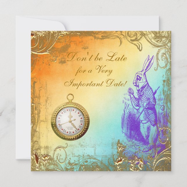 Convites Tea party branco do chá de panela do coelho do (Frente)