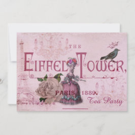 Convites tea party cor-de-rosa de Paris do vintage de Marie