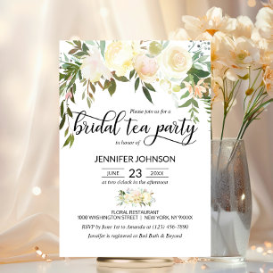 Convites Tea party cor-de-rosa floral do chá de panela do