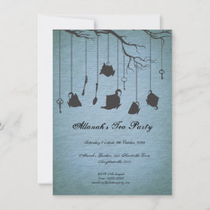 Convites Tea party do aniversário de Unbirthday dos copos 