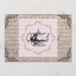 Convites Tea party do chá de panela do bule de China do