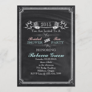 Convites tea party do chá de panela do quadro do vintage