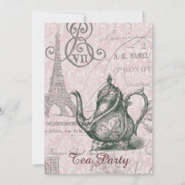 Convites tea party do vintage da torre Eiffel de Paris do