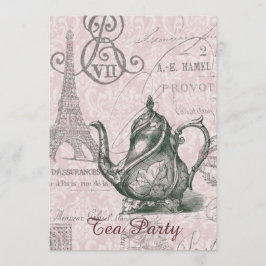 Convites tea party do vintage da torre Eiffel de Paris do