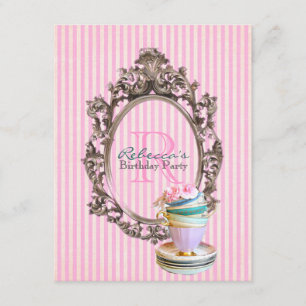 Convites tea party floral do inglês do cupcake do victoria