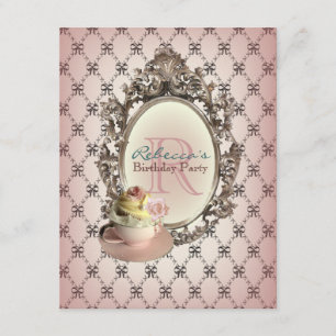 Convites tea party floral do inglês do cupcake do victorian